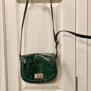 Green faux snake cross body